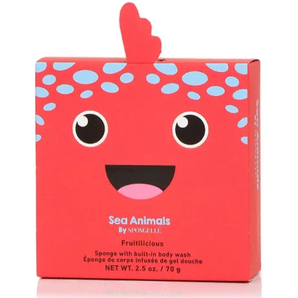 Spongelle Bath Sponge Kids 2.5 oz Red Fiona Fish Buffer with Built in Body Wash
